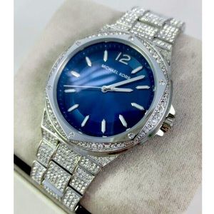 Michael Kors Lennox Pave Glitz Crystal Silver Blue Watch
